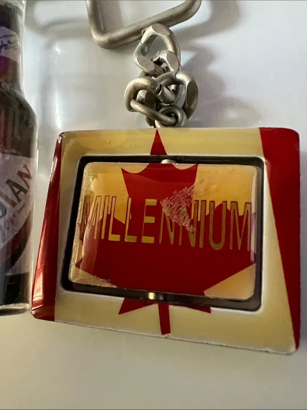 Millennium Maple Keychain & Beer Bottle Key Ring Set - Red and Silver